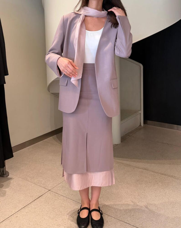 Neck Scarf Blazer + Skirt Set