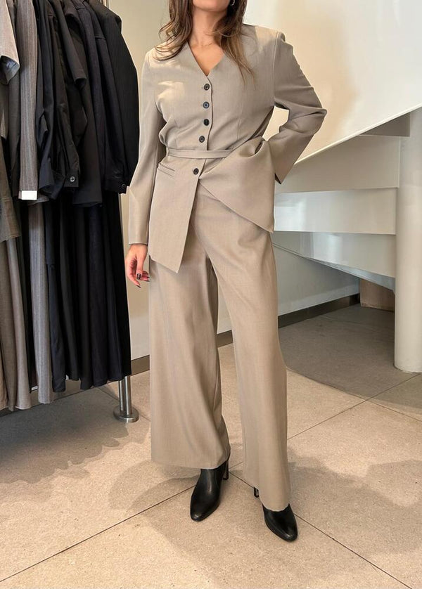 5 Buttons V- Neck Blazer +Pants Set