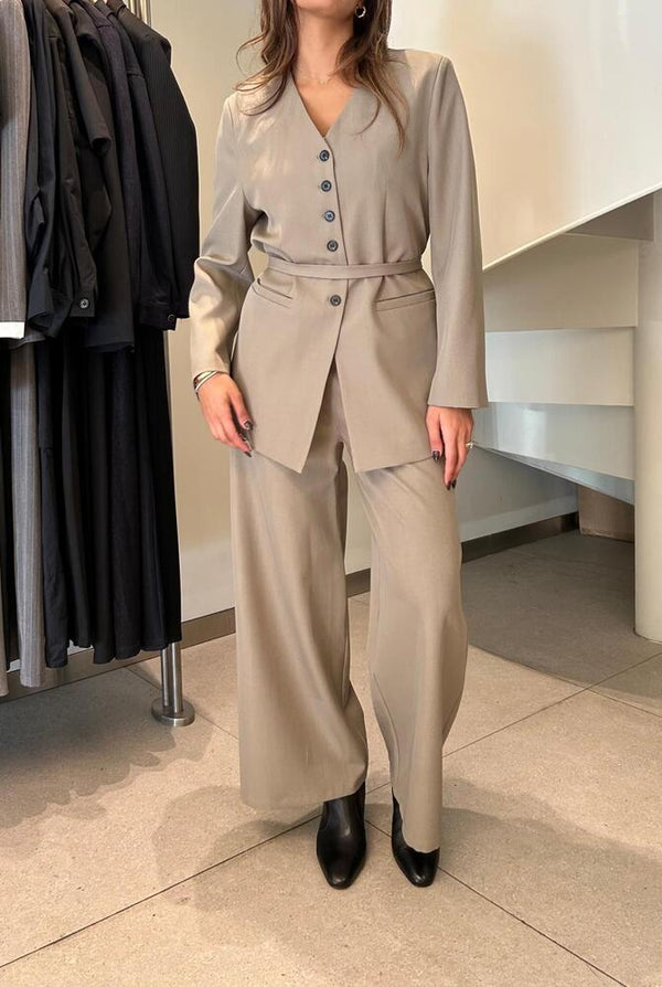 5 Buttons V- Neck Blazer +Pants Set