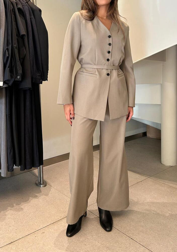 5 Buttons V- Neck Blazer +Pants Set