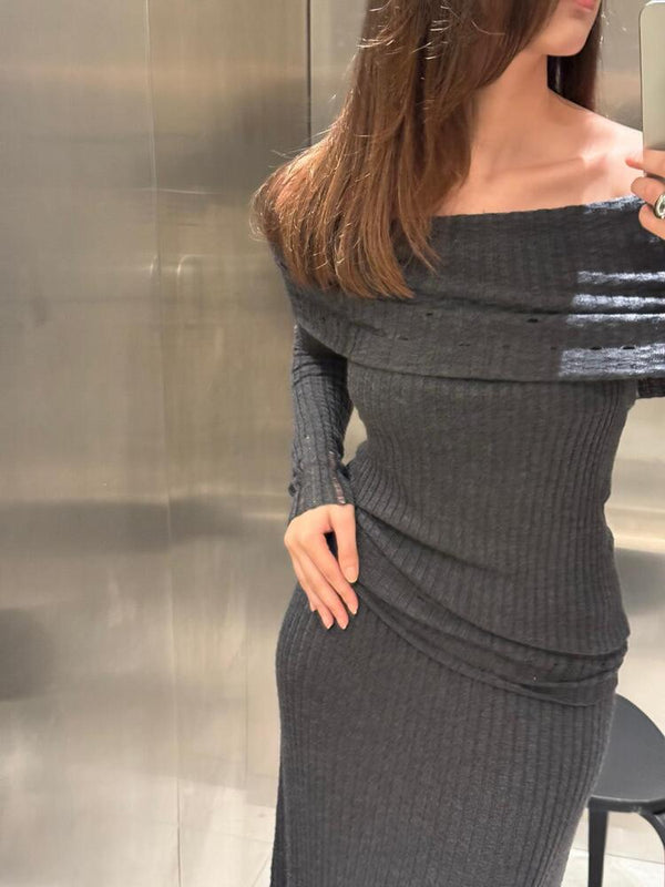 Ribbed Off Shoulder + Skirt Set