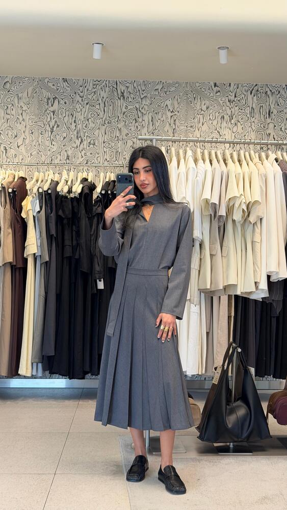 Tie Top + Pleated Skirt