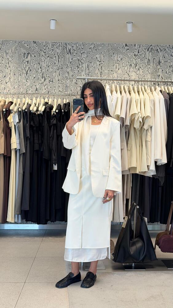 Neck Scarf Blazer + Skirt Set