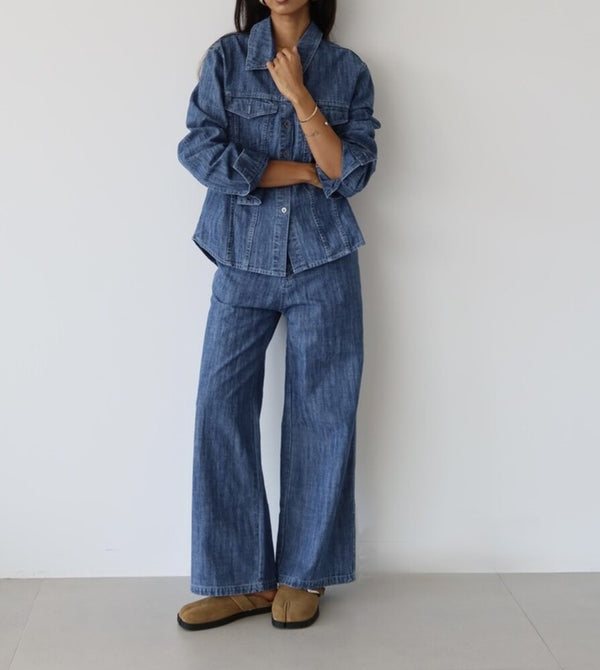 Collared Denim Set