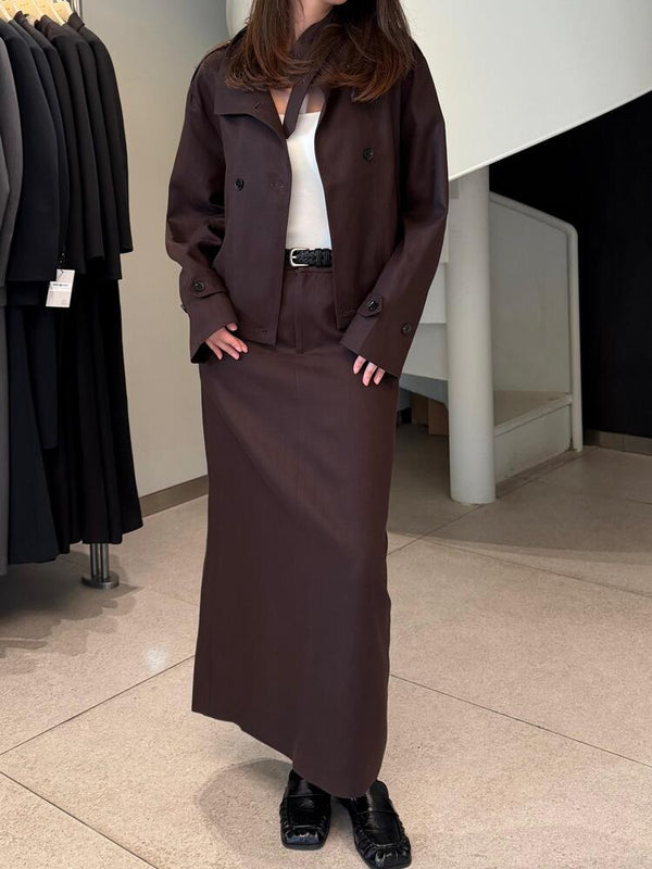 Funnel Neck Jacket + Skirt Set