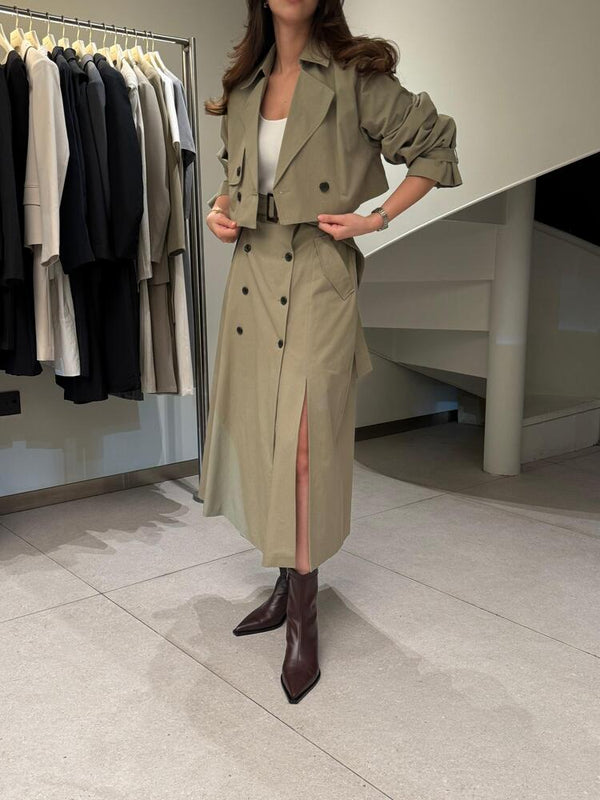 Cropped Trench Coat Set