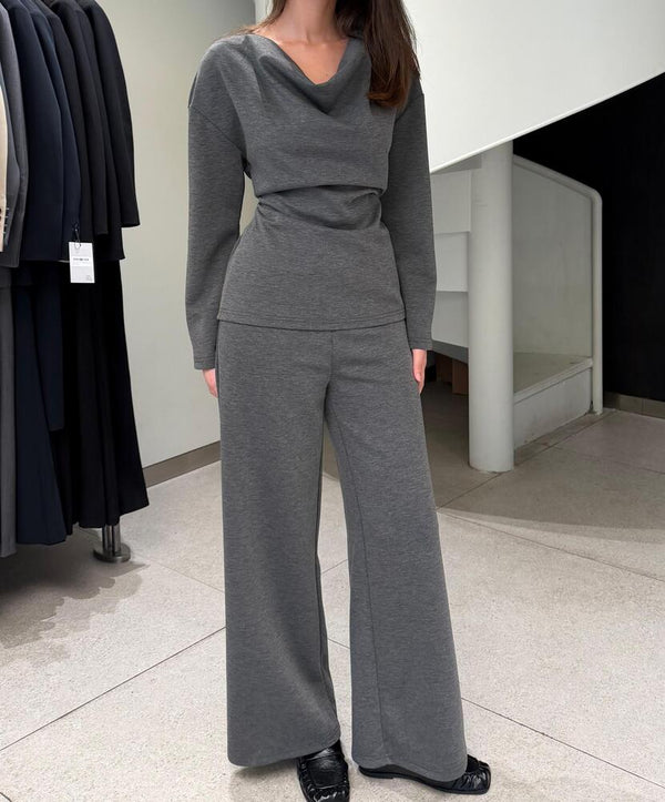 Draped Neck Wide Leg Set