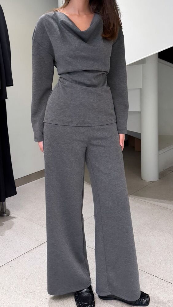 Draped Neck Wide Leg Set
