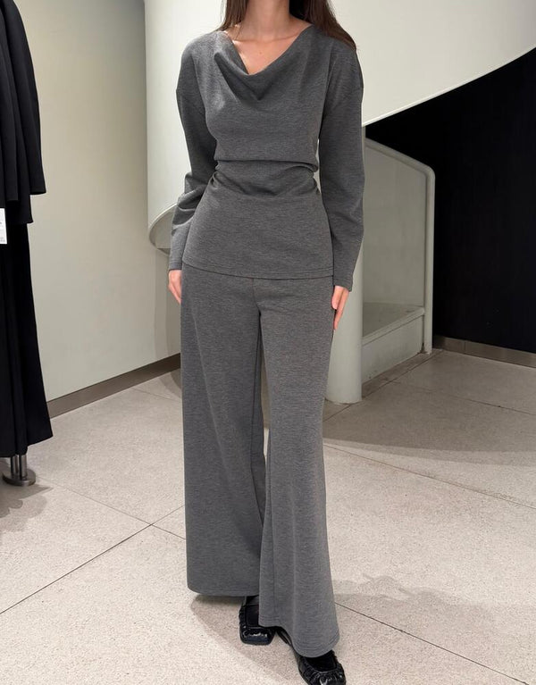 Draped Neck Wide Leg Set