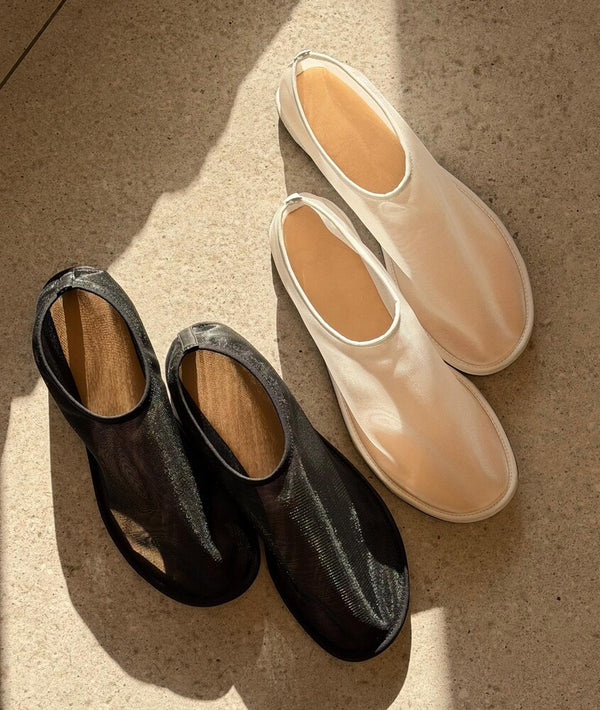 Nylon Mesh Sock Leather Flats