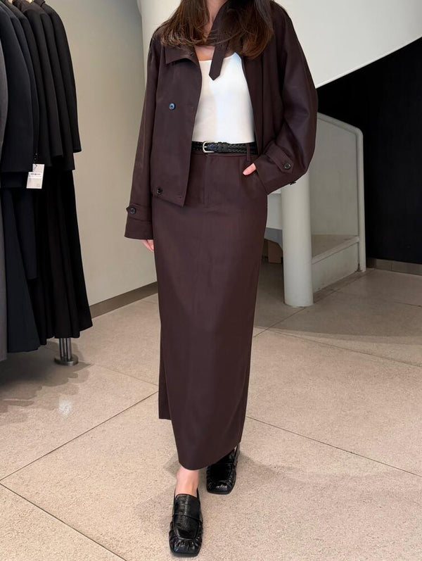 Funnel Neck Jacket + Skirt Set