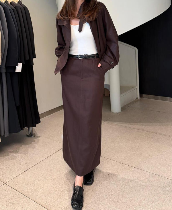 Funnel Neck Jacket + Skirt Set