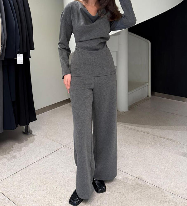 Draped Neck Wide Leg Set
