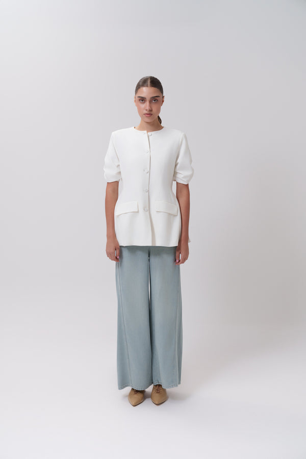 Short Sleeve Blazer Crumpled