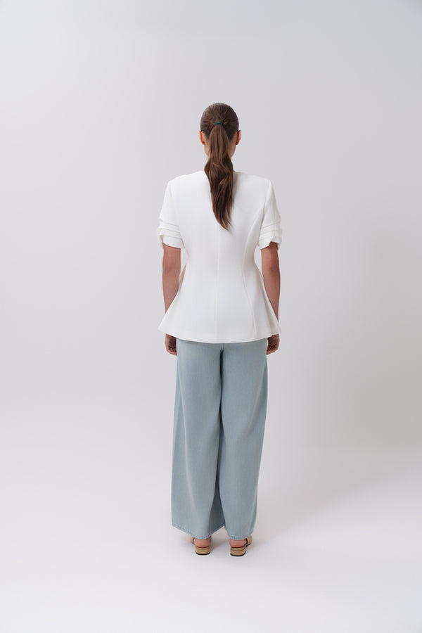 Short Sleeve Blazer Crumpled