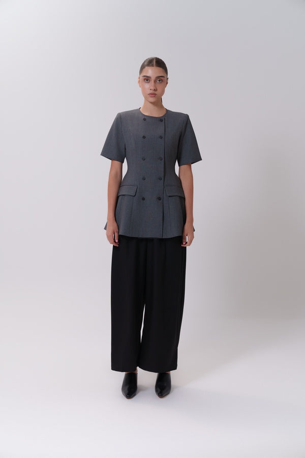 Short Sleeve Blazer with 10 Buttons