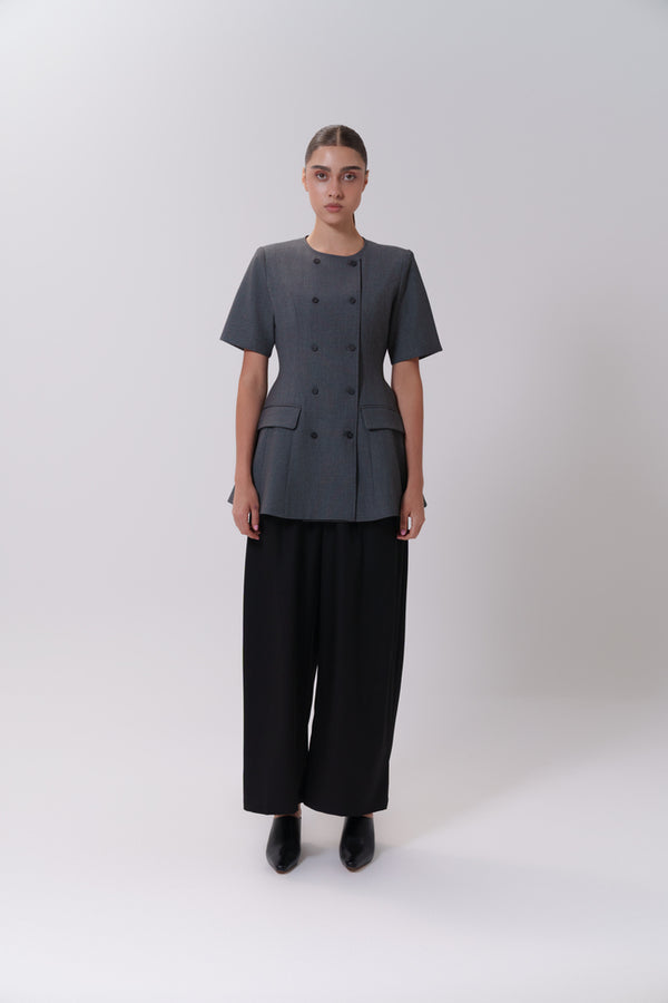 Short Sleeve Blazer with 10 Buttons