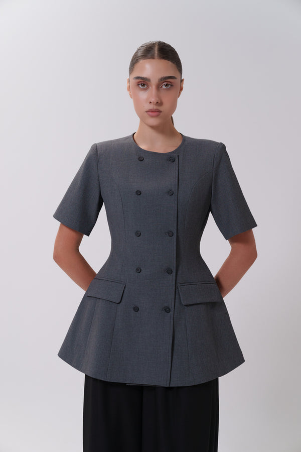 Short Sleeve Blazer with 10 Buttons