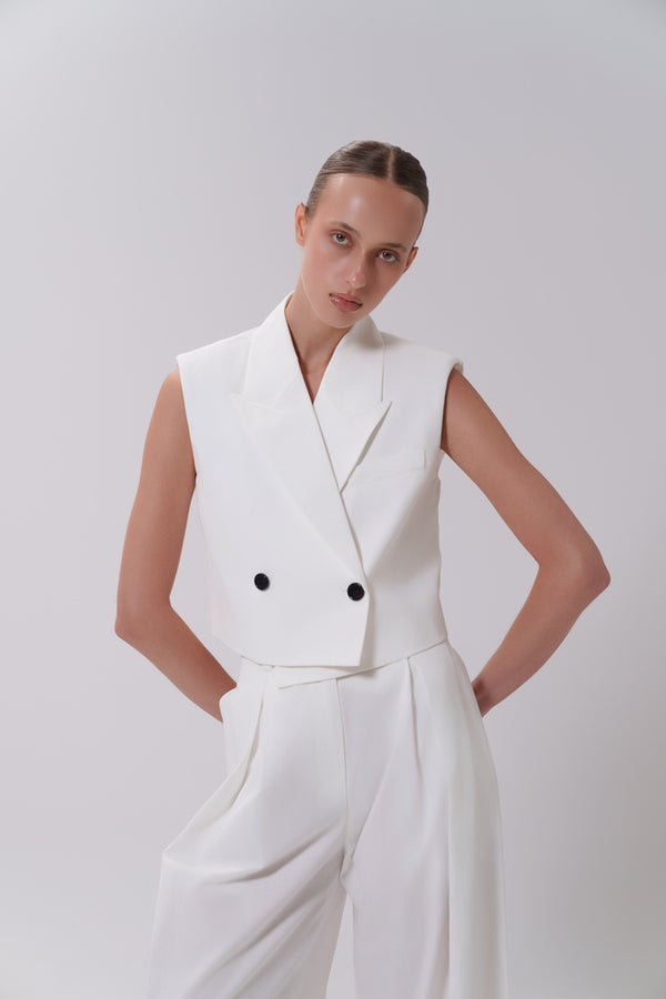 2 Button Crop Vest + Pants Set