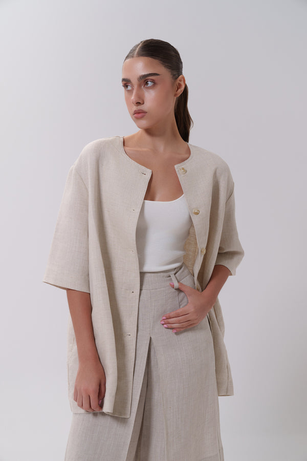 5 Buttons Blouse with Short Set