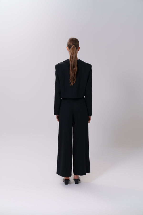 Cropped One Button Blazer Set