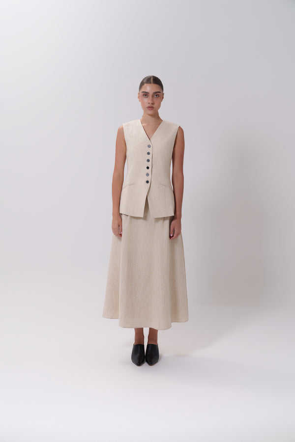 Vest with Skirt Linen Set