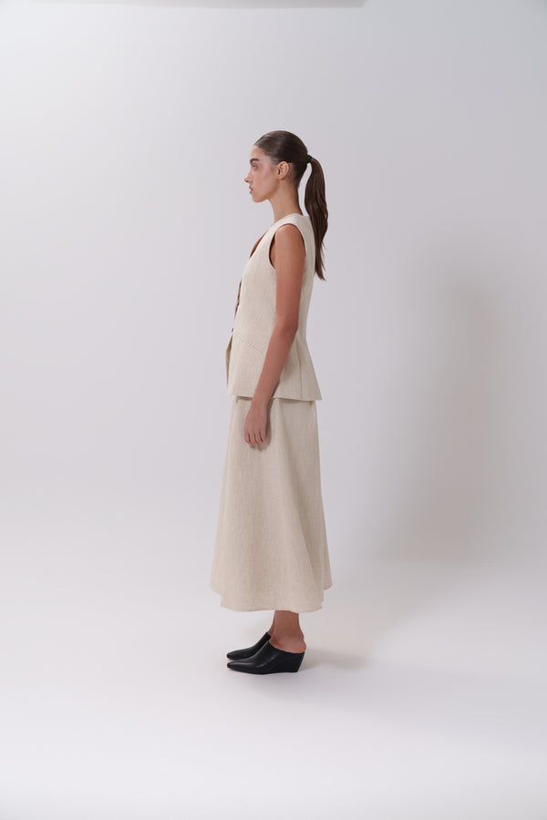 Vest with Skirt Linen Set