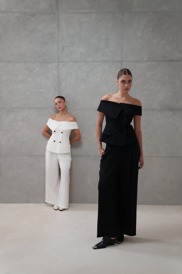 6 Buttons Off Shoulder + Pants Set