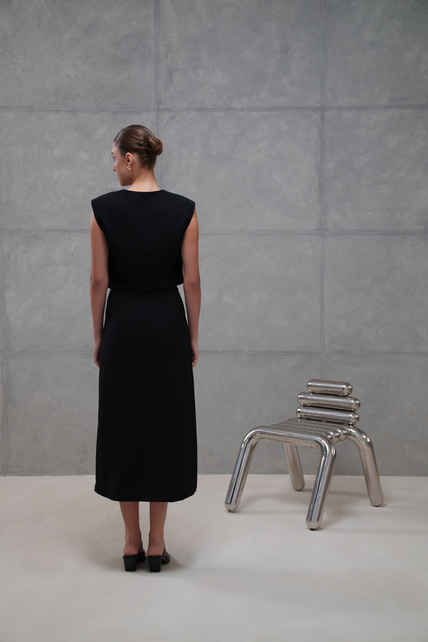 V-Neck Sleeveless Vest Skirt Set