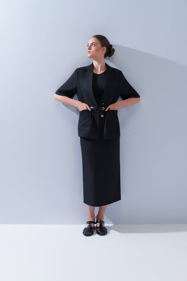 Half Sleeve Blazer + Skirt Set