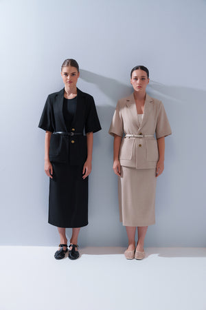 Half Sleeve Blazer + Skirt Set