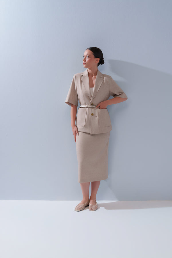 Half Sleeve Blazer + Skirt Set