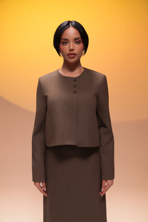 Cropped Blazer and Skirt Set