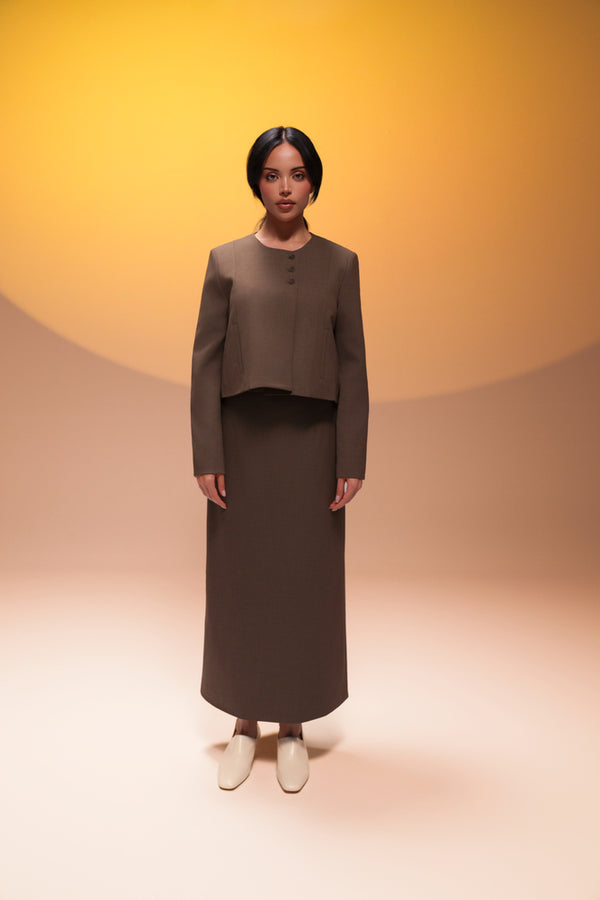 Cropped Blazer and Skirt Set