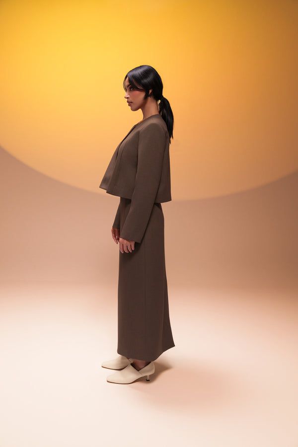 Cropped Blazer and Skirt Set