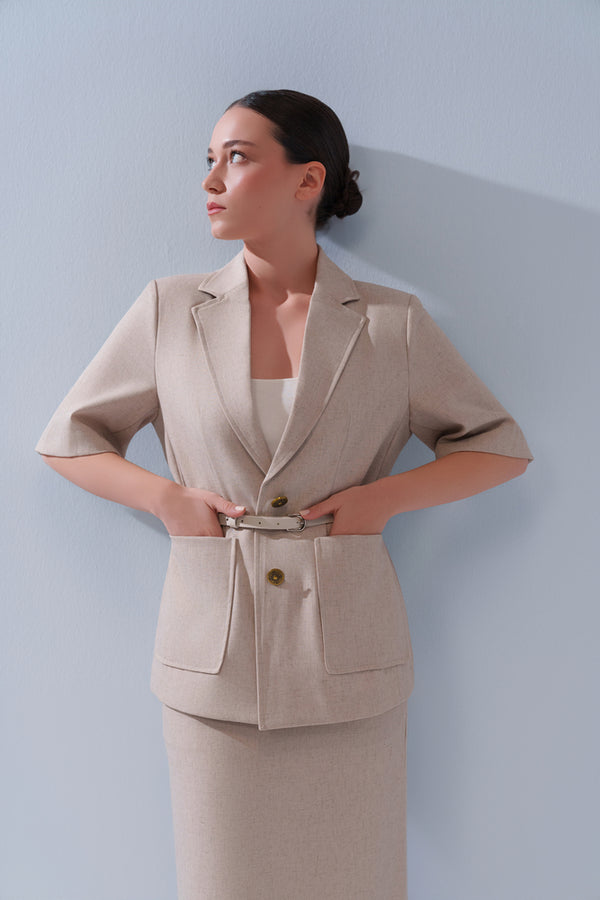 Half Sleeve Blazer + Skirt Set