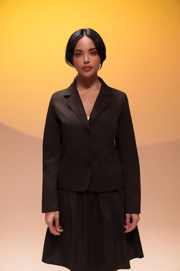 Cotton Blazer + Skirt Set
