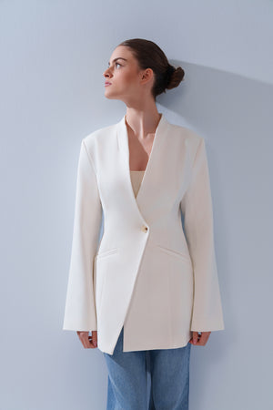 V-Neck Single Button Blazer