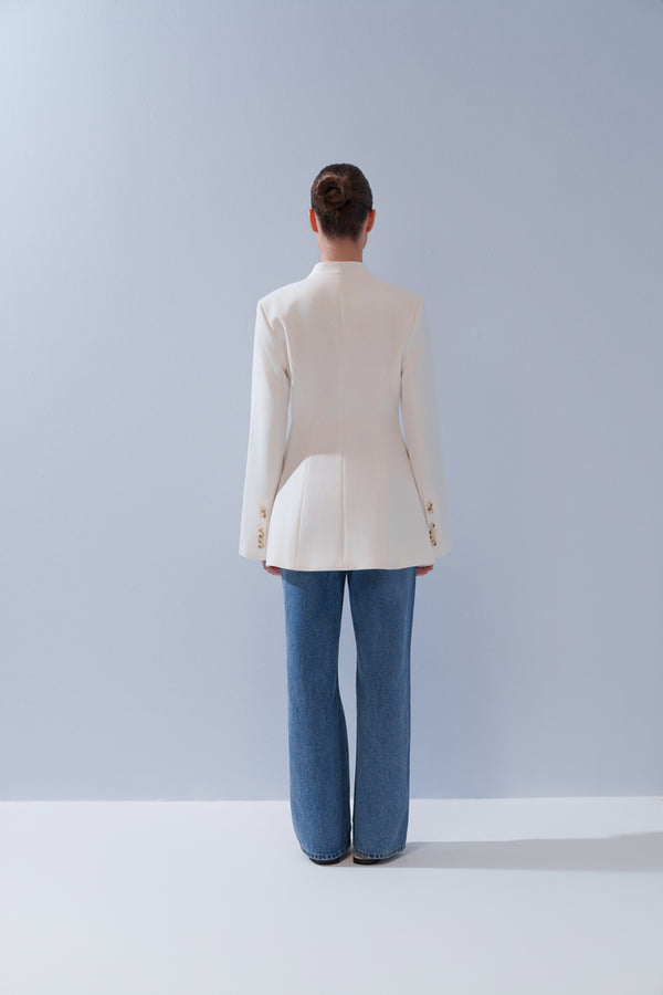 V-Neck Single Button Blazer
