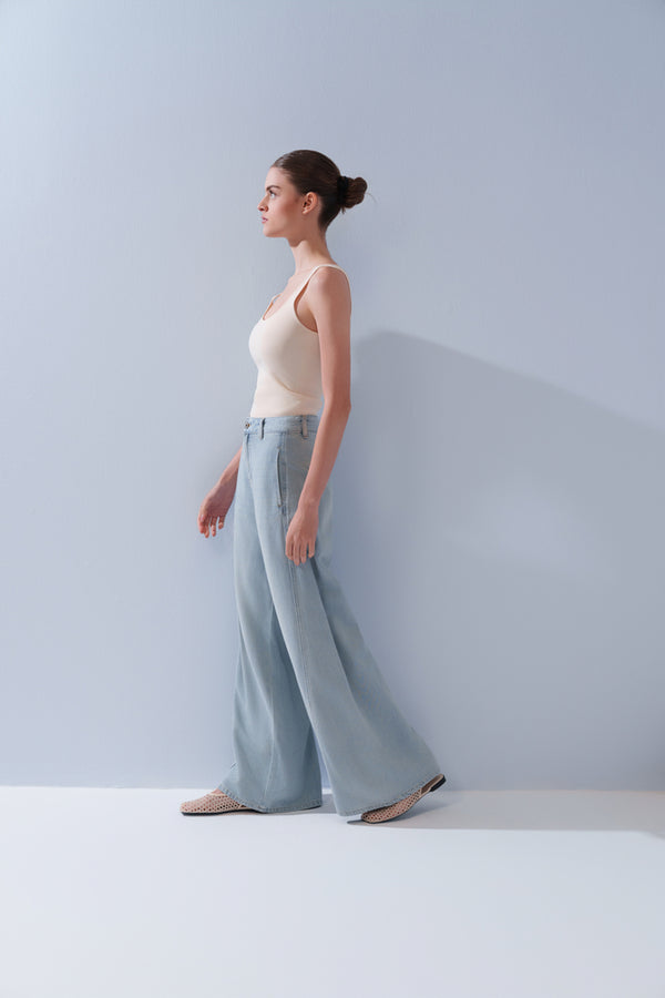 Washed Denim Pants