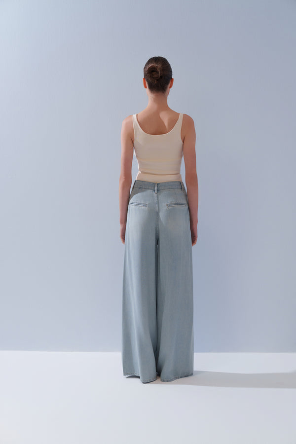 Washed Denim Pants