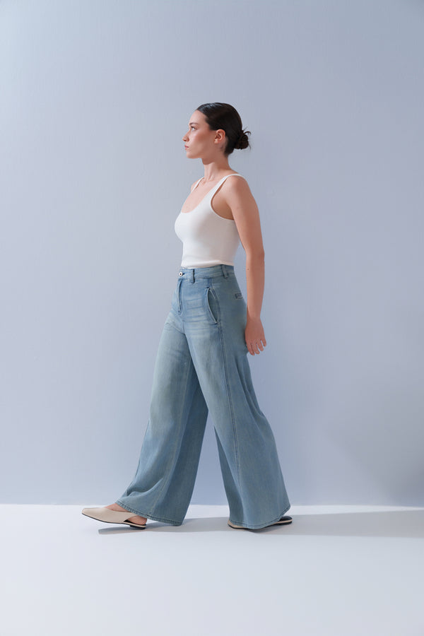 Washed Denim Pants