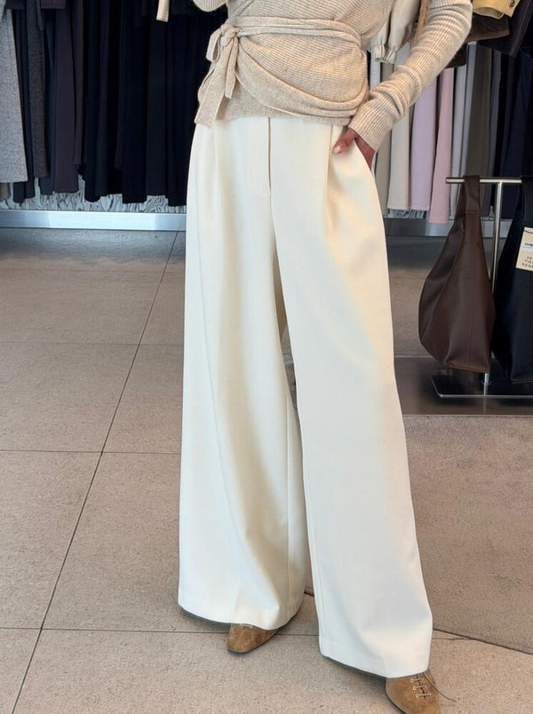 Wide Leg Wool Trousers