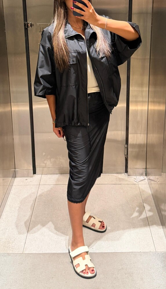 Short Sleeve Zip-Up + Skirt Set