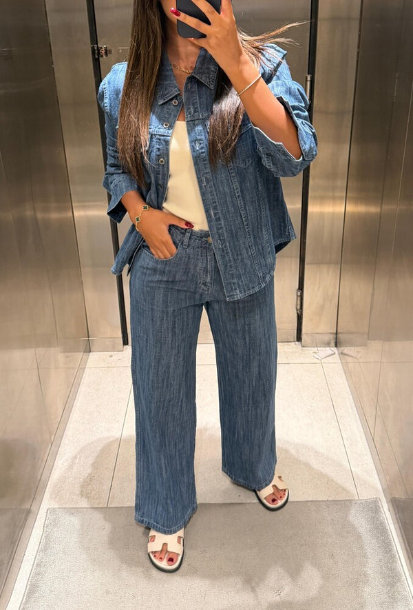 Collared Denim Set