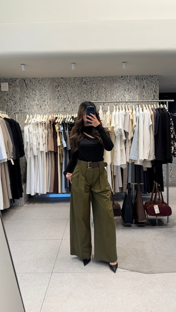 Belted Wide Leg Trousers