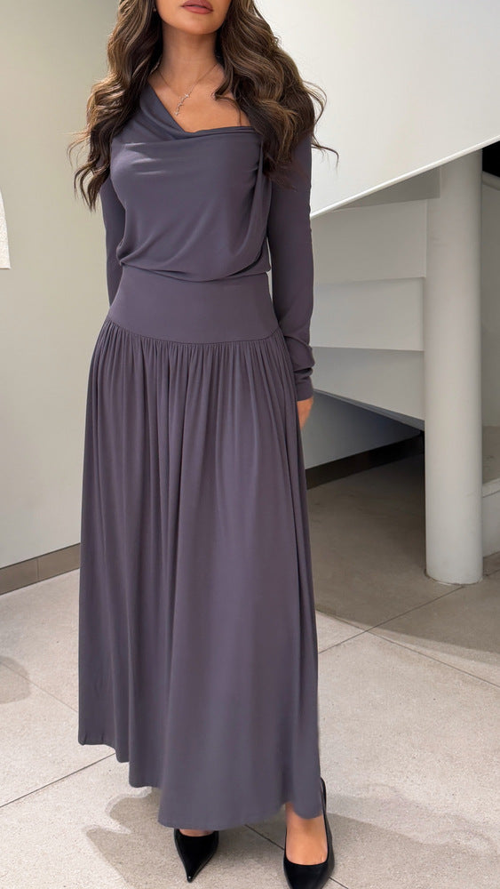 Cowl Neck Blouse + Skirt Set