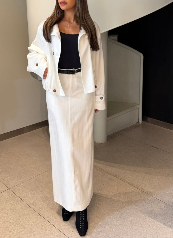 Funnel Neck Jacket + Skirt Set
