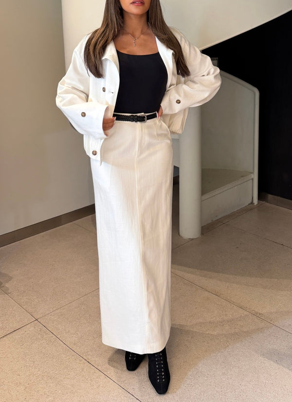 Funnel Neck Jacket + Skirt Set