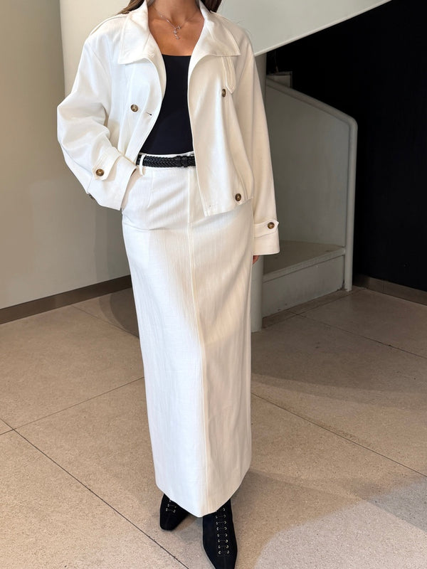 Funnel Neck Jacket + Skirt Set